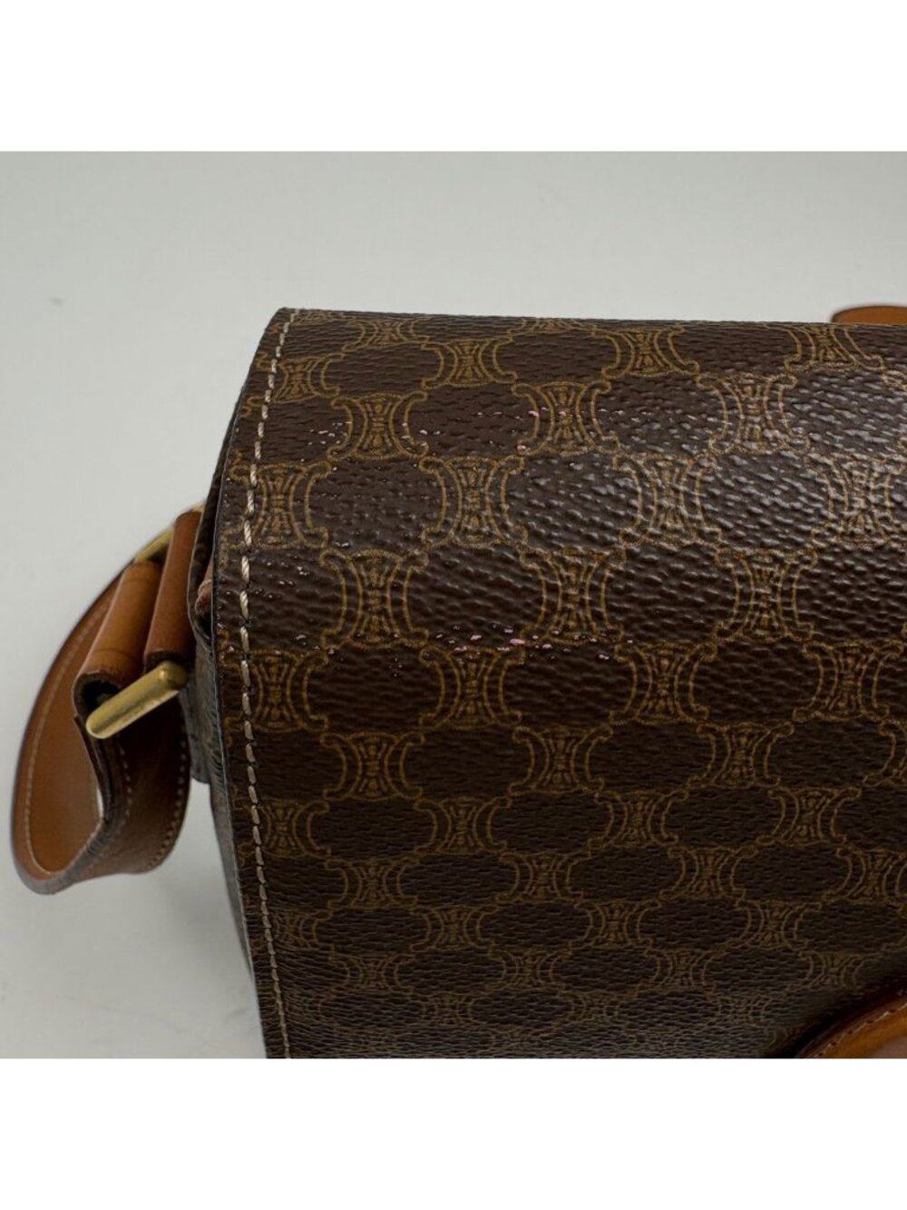 Celine Macadam Shoulder Bag Circle Logo Brown - Picture 4 of 11